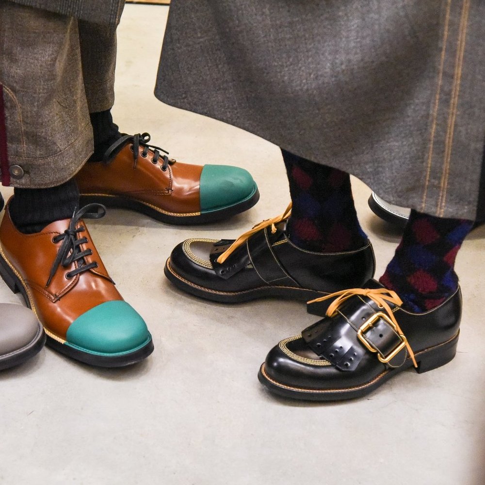 Prada Leather Oxford Ribbon Loafers